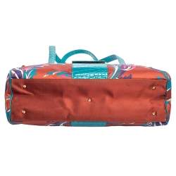 Pre Owned حقيبة يد فيرساتشي جلد نقش تمساح وقماش طباعة زهور متعدد الألوان 