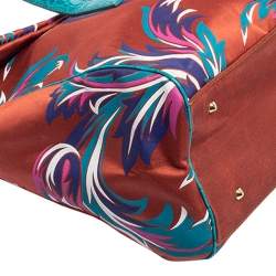 Pre Owned حقيبة يد فيرساتشي جلد نقش تمساح وقماش طباعة زهور متعدد الألوان 