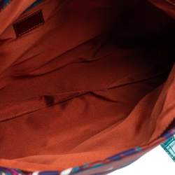 Pre Owned حقيبة يد فيرساتشي جلد نقش تمساح وقماش طباعة زهور متعدد الألوان 