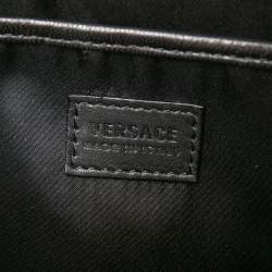 Pre Owned Versace Black Leather Medusa Flap Shoulder Bag