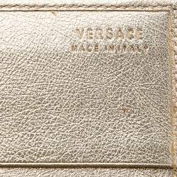Pre Owned Versace Gold Leather Gianni Flap Shoulder Bag