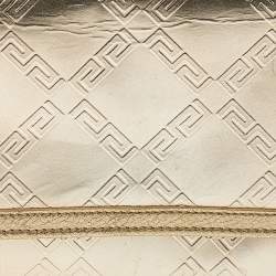 Pre Owned Versace Gold Leather Gianni Flap Shoulder Bag