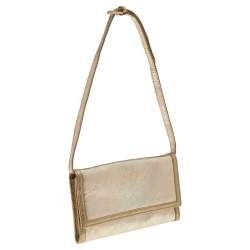 Pre Owned Versace Gold Leather Gianni Flap Shoulder Bag