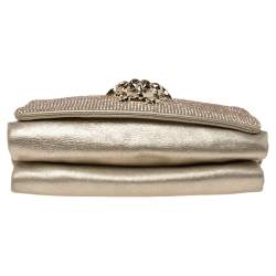 Pre Owned حقيبة كتف فيرساتشي سولتان ميدوسا جلد ذهبي مزخرف كريستال