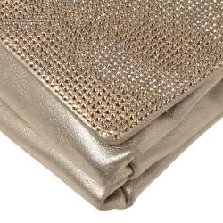 Pre Owned حقيبة كتف فيرساتشي سولتان ميدوسا جلد ذهبي مزخرف كريستال