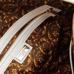 Pre Owned Versace White Leather Athena Barocco Vanitas Satchel