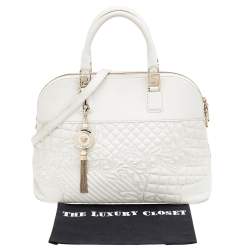 Pre Owned Versace White Leather Athena Barocco Vanitas Satchel
