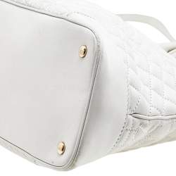 Pre Owned Versace White Leather Athena Barocco Vanitas Satchel