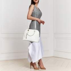 Pre Owned Versace White Leather Athena Barocco Vanitas Satchel