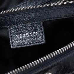 Pre Owned Versace Black/Brown Ombre Croc Embossed Patent Leather Boston Bag