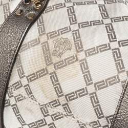 Versace Olive Green/Cream Signature Fabric and Leather Madonna Frame Satchel