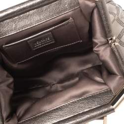 حقيبة ساتشل فيرساتشي مادونا جلد وقماش بالشعار كريمي/أخضر زيتوني بإطار