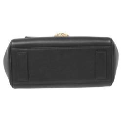 Pre Owned Versace Black Leather Small Medusa Top Handle Bag