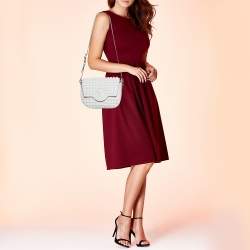 Pre Owned حقيبة كتف فيرساتشي لا ميدوسا جلد أبيض مرصعة