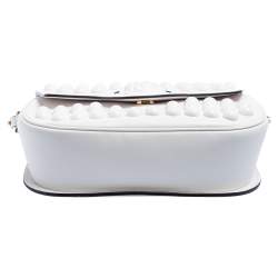 Pre Owned حقيبة كتف فيرساتشي لا ميدوسا جلد أبيض مرصعة