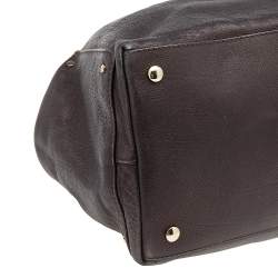 Pre Owned حقيبة كتف فيرساتشي سلسلة حلية جلد بني داكن 