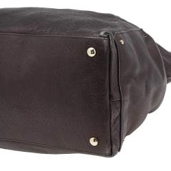 Pre Owned حقيبة كتف فيرساتشي سلسلة حلية جلد بني داكن 