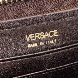 Pre Owned محفظة فيرساتشي ميدوسا جلد بني ميتاليك بسحاب محيط