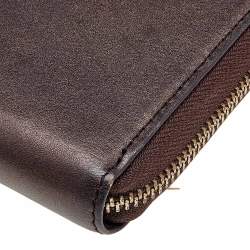 Pre Owned محفظة فيرساتشي ميدوسا جلد بني ميتاليك بسحاب محيط