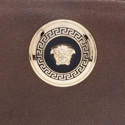 Pre Owned محفظة فيرساتشي ميدوسا جلد بني ميتاليك بسحاب محيط