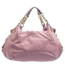 Pre Owned Versace Lilac Leather Medusa Flap Chain Hobo