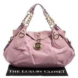 Pre Owned Versace Lilac Leather Medusa Flap Chain Hobo