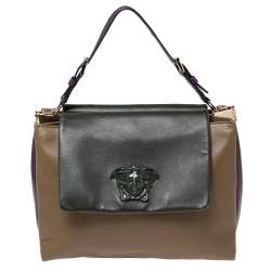 Versace Multicolor Leather Medusa Flap Top Handle Bag