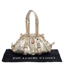 Pre Owned Versace Gold Leather Madonna Satchel
