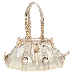 Pre Owned Versace Gold Leather Madonna Satchel