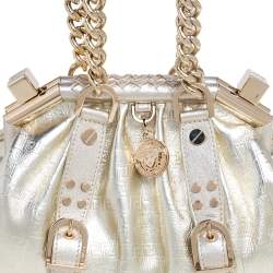 Pre Owned Versace Gold Leather Madonna Satchel