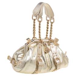 Pre Owned Versace Gold Leather Madonna Satchel