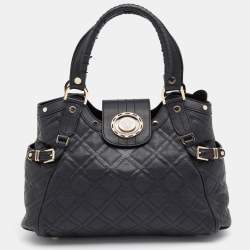 Pre Owned Versace Black Leather Medusa Satchel