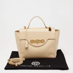 Versace Beige Leather Medusa Top Handle Bag