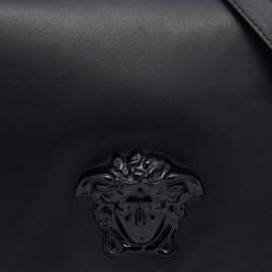 Pre Owned Versace Black Leather Medusa Crossbody Bag