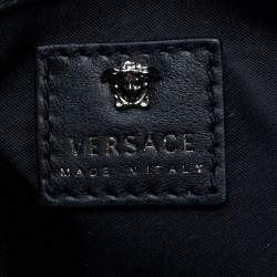 Pre Owned Versace Black Leather Medusa Crossbody Bag