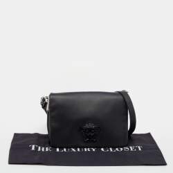 Pre Owned Versace Black Leather Medusa Crossbody Bag