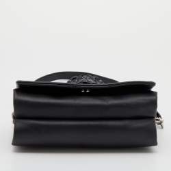 Pre Owned Versace Black Leather Medusa Crossbody Bag
