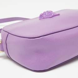 Pre Owned Versace Purple Leather Palazzo Camera Crossbody Bag 