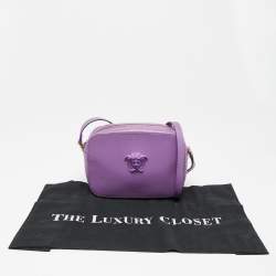 Pre Owned Versace Purple Leather Palazzo Camera Crossbody Bag 