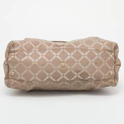Pre Owned Versace Gold Signature Fabric and Leather Medusa Buckle Satchel