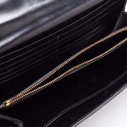 Pre Owned Versace Black Leather Medusa Chain Clutch