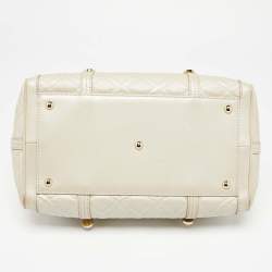 Pre Owned Versace Metallic Pearl Leather Snap Out Of It Satchel