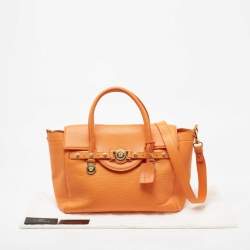 مملوكة مسبقًا Versace Orange Leather Medusa Medallion Tote