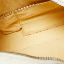 Pre Owned Versace Gold/White Monogram Fabric and Leather V Satchel 