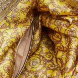 مملوكة مسبقًا Versace Metallic Light Beige/Gold Technical Fabric and Leather Satchel