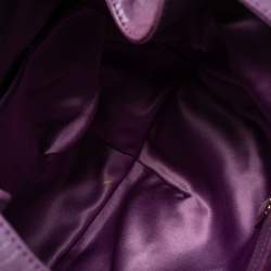 Pre Owned Versace Purple Snakeskin and Leather Crystal Embellished Flap Hobo