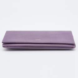 Pre Owned Giorgio Armani Purple Leather Chain Clutch