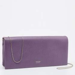 Pre Owned Giorgio Armani Purple Leather Chain Clutch