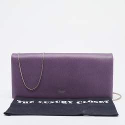 Pre Owned Giorgio Armani Purple Leather Chain Clutch