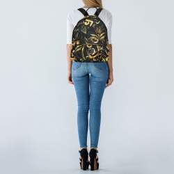 Pre Owned Versace Multicolor Printed Nylon and Leather Medusa Pallazo Backpack 